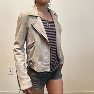 All Saints beige suede leather Biker Moto jacket
